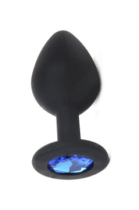 Анальная пробка Vandersex M черная, синий кристалл