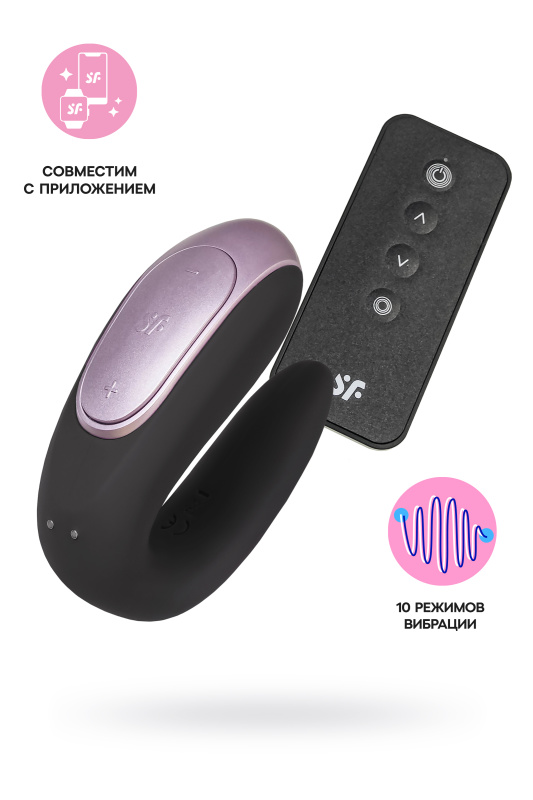 Многофункциональный стимулятор для пар Satisfyer Partner Double Fun, силикон, черный, 18 см, TFA-J2008-15-1