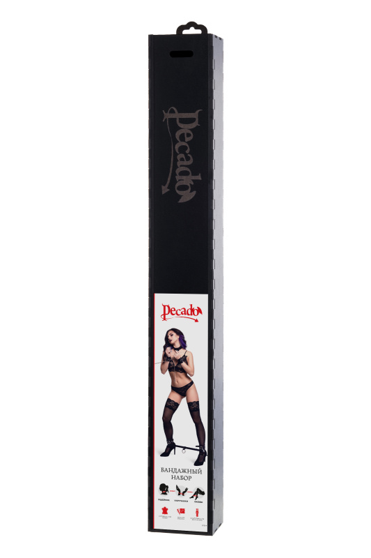 Изображение 8, Бондажный набор Pecado BDSM, 3 точки фиксации, большая распорка, оковы, наручники, ошейник с кольцом, TFA-01317