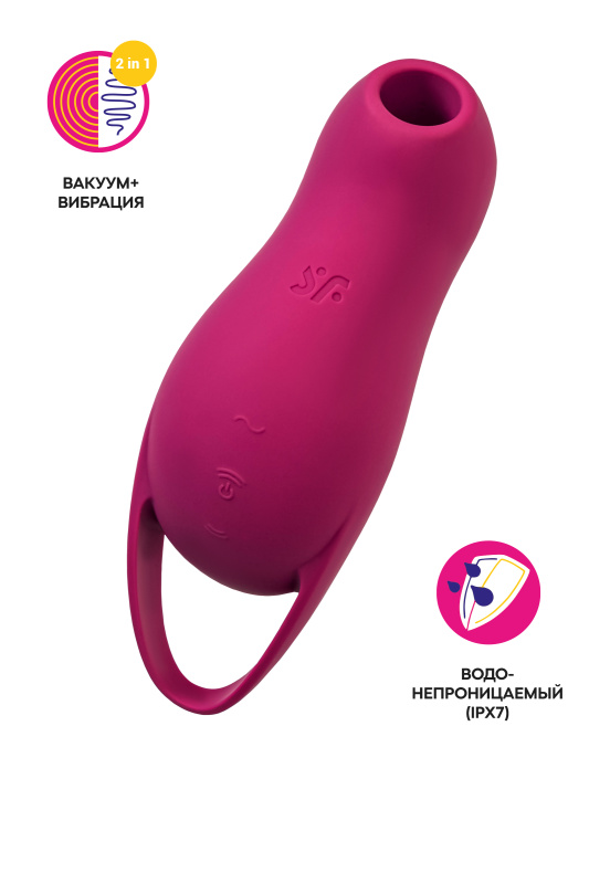 Вакуум-волновой стимулятор клитора с вибрацией Satisfyer Pocket Pro 1, силикон, бордовый, 13,9 см, TFA-4045177