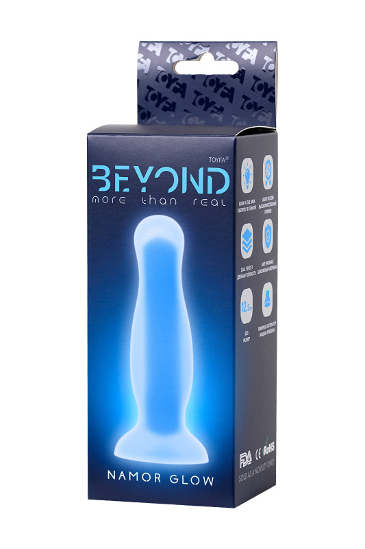 Изображение 7, Анальная втулка светящаяся в темноте Beyond by Toyfa Namor Glow, силикон, прозрачный, 12,5 см, TFA-873007