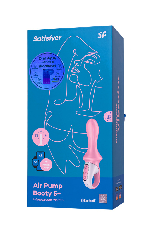 Изображение 10, Нереалистичный вибратор Satisfyer Air Pump Booty 5, силикон, розовый, 15 см., TFA-J2018-265