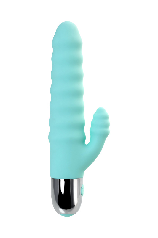 Изображение 3, Рельефный вибратор с клиторальной стимуляцией Flovetta Flax, силикон, голубой, 17,5 см, TFA-457707