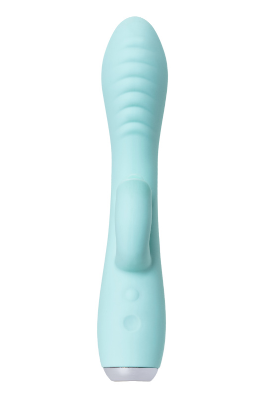 Изображение 3, Вибратор с клиторальным стимулятором и язычком, JOS MILO, силикон, голубой, 20 см, TFA-783029