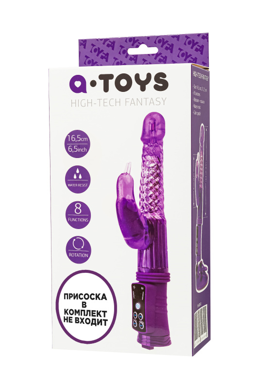 Изображение 7, Вибратор с клиторальным стимулятором A-Toys by TOYFA High-Tech fantasy, TPR, фиолетовый, 24 см, TFA-765012