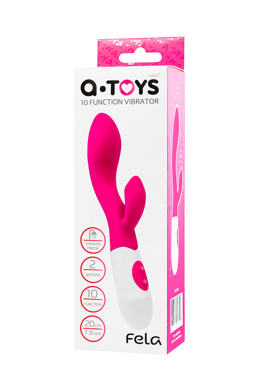 Изображение 3, Вибратор с клиторальным стимулятором A-Toys by TOYFA Fela, силикон, розовый, 20,5 см, TFA-765002