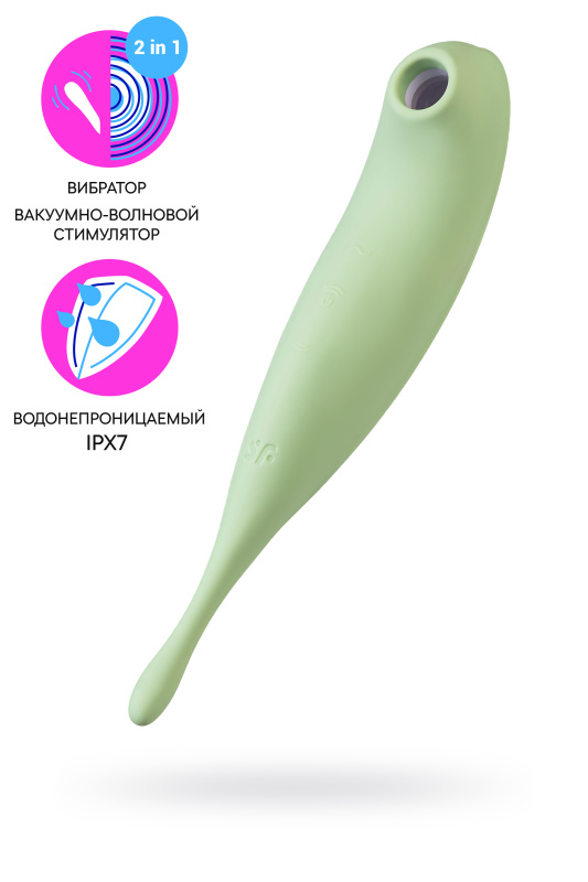 Изображение 1, Вакуум-волновой бесконтактный стимулятор клитора Satisfyer Twirling Pro, силикон, зеленый, TFA-J2018-305-2
