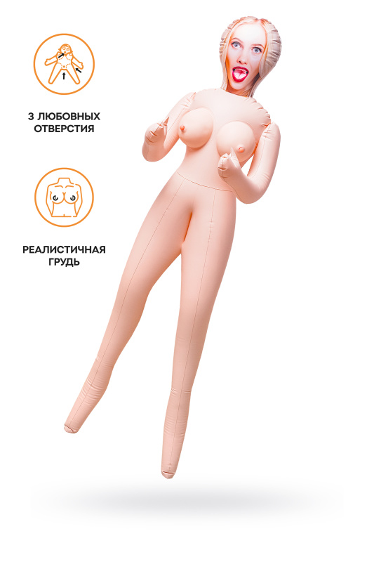 Кукла надувная Dolls-X by TOYFA Lilit, блондинка, с тремя отверстиями, 150 см, TFAM-117026