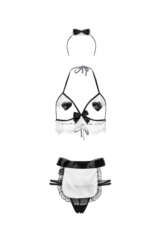 Изображение 3, Костюм горничной Candy Girl Ciara (бюстгальтер,стринги,наклейки на грудь,фартук,головной убор), черн, TFA-841062