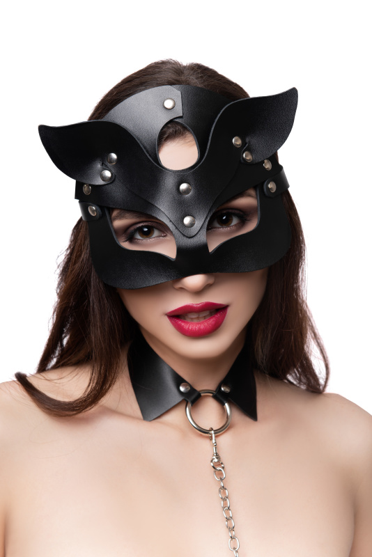 Изображение 8, Маска кошки Pecado BDSM, рельефная, натуральная кожа, чёрная, TFA-07513