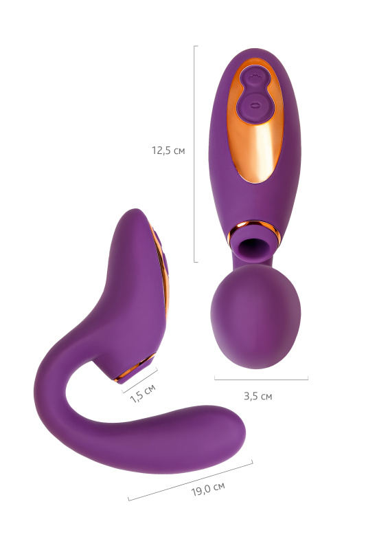 Изображение 7, Массажер с двойной стимуляцией L'Eroina Megam, силикон, фиолетовый, 27,5 см, TFA-561033