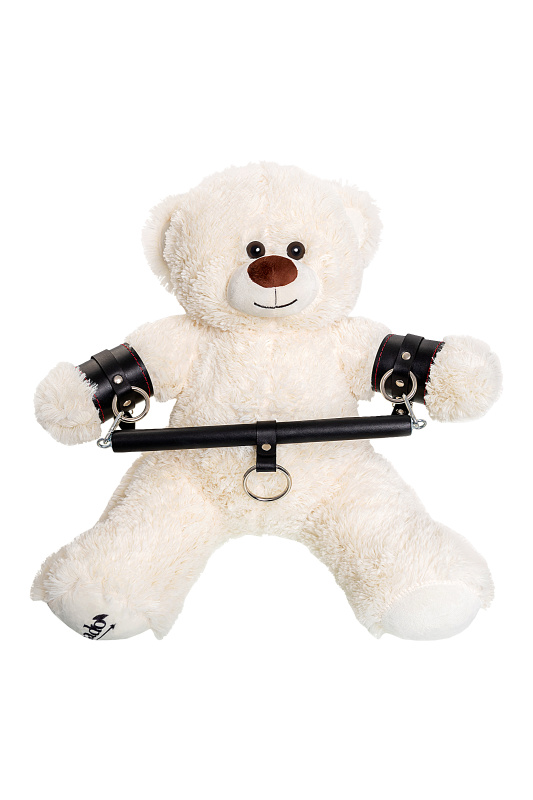 Изображение 2, Бандажный набор "Медведь белый" Pecado BDSM(маленькая распорка, наручники), натуральная кожа, черный, TFA-13003-00