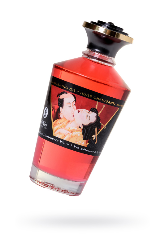 Изображение 1, Масло массажное для тела Shunga «Клубника и шампанское»Sparkling Strawberry Wine,разогревающее,100мл, TFA-2208