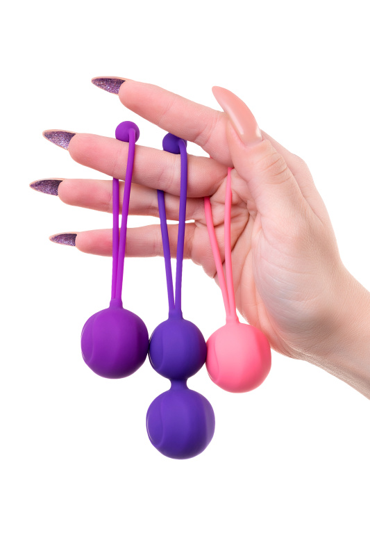 Изображение 9, Набор вагинальных шариков L'EROINA by TOYFA Bloom, силикон, фиолетово-розовый, Ø 3,1/3,1/2,6-3 см, TFA-564003