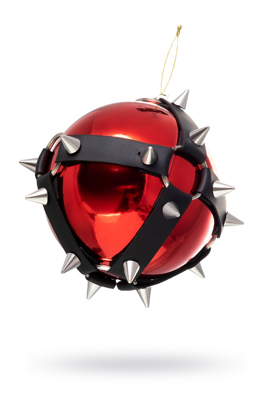 Новогодний шар Pecado BDSM, с шипами, глянцевый, красный, 10 см, TFA-13001-00