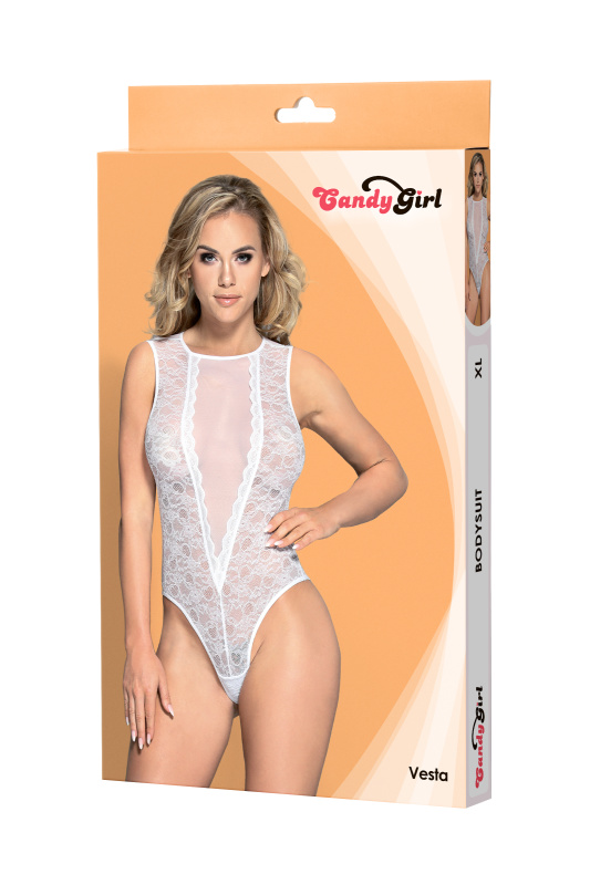 Изображение 3, Боди с доступом Candy Girl Vesta, кружево, сетка, белый, XL, TFA-840072-WHT-XL