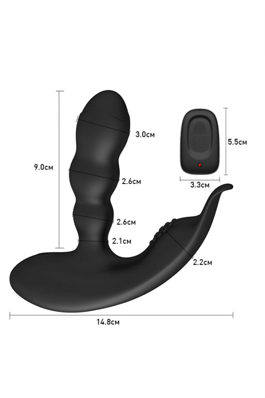 Изображение 5, Стимулятор простаты Levett Jonas, силикон, черный, 12,5 см, TFA-17046