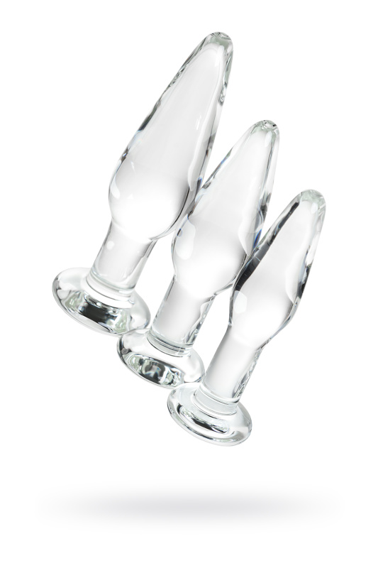 Набор анальных втулок Sexus Glass, стекло, прозрачный, 14/12,5/12 см, Ø 4/3,5/3 см, TFA-912306