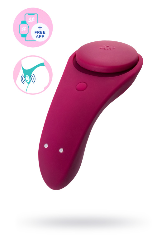 Изображение 1, Вибровкладыш в трусики Satisfyer Sexy Secret Connect App, силикон, бордовый, 8,5 см, TFA-J2018-98