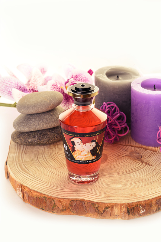 Изображение 10, Масло для массажа Shunga Sparkling Strawberry Wine, разогревающее, клубника и шампанское, 100 мл., TFA-2208