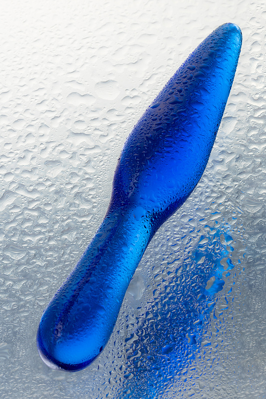 Изображение 6, Двусторонний фаллоимитатор Sexus Glass, стекло, синий, 17,5 см, TFA-912190