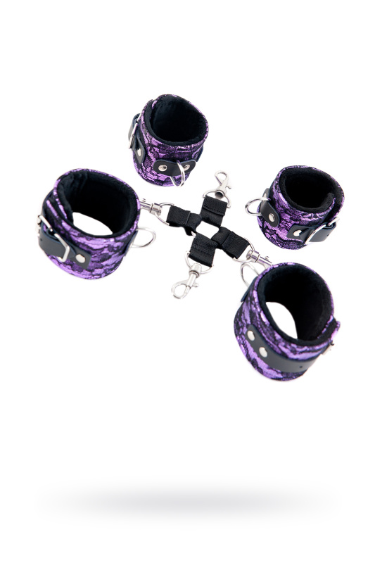 Кружевной бондажный комплект TOYFA Marcus (сцепка, наручники и оковы), пурпурный, TFA-714003