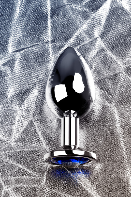 Изображение 9, Анальная втулка Metal by TOYFA, металл, серебряная, с синим кристаллом, 8 см, Ø 3,5 см, 265 г, TFA-717094-6