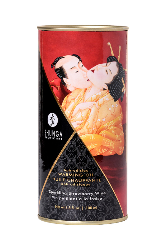 Изображение 6, Масло для массажа Shunga Sparkling Strawberry Wine, разогревающее, клубника и шампанское, 100 мл., TFA-2208