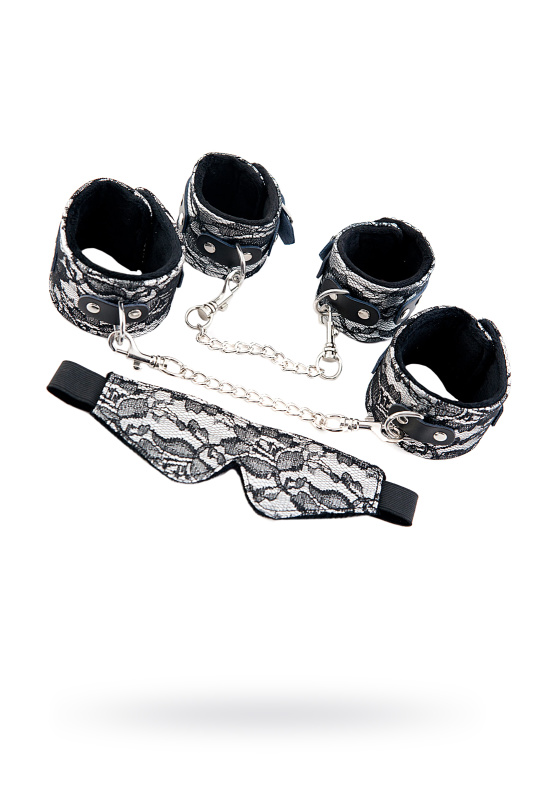 Изображение 1, Кружевной набор TOYFA Marcus (наручники, оковы и маска), серебряный, TFA-716021