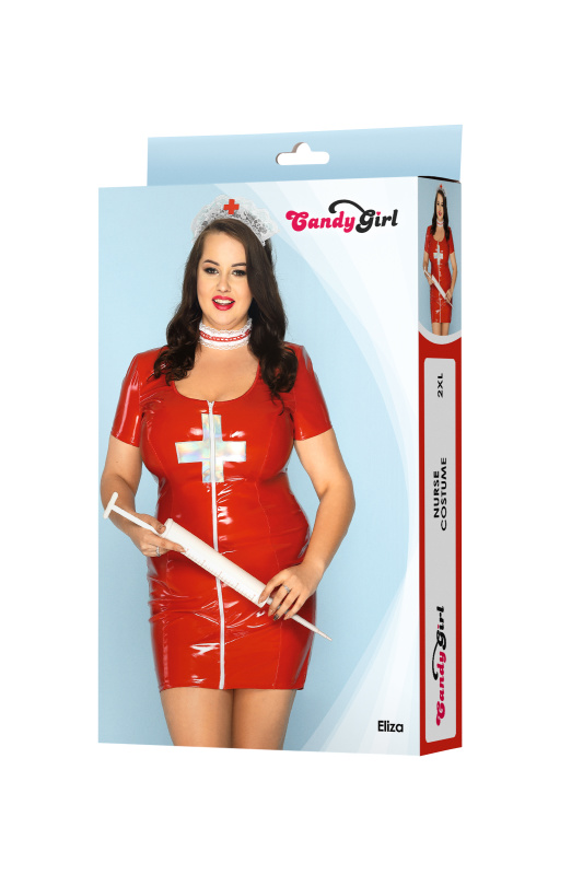 Изображение 3, Костюм медсестры Candy Girl Eliza (платье, чокер, головной убор) красный, 2XL, TFA-841071-RED-2XL