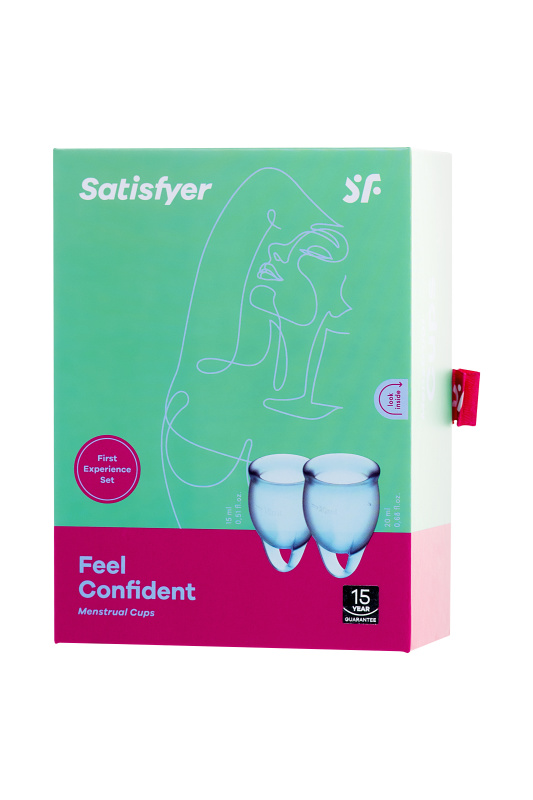 Изображение 7, Менструальная чаша Satisfyer Feel Confident, 2 шт в наборе, силикон, голубой, FER-J1762-3