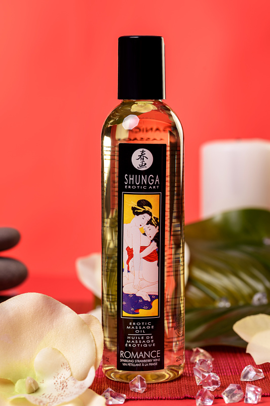 Изображение 17, Масло для массажа Shunga Romance, натуральное, возбуждающее, клубника и шампанское, 240 мл, TFA-271008