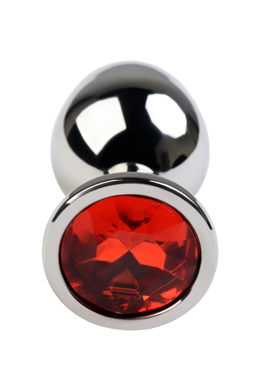 Изображение 4, Анальная втулка Metal by TOYFA, металл, серебряная, с красным кристаллом, 8 см, Ø 3,5 см, 265 г, TFA-717094-9