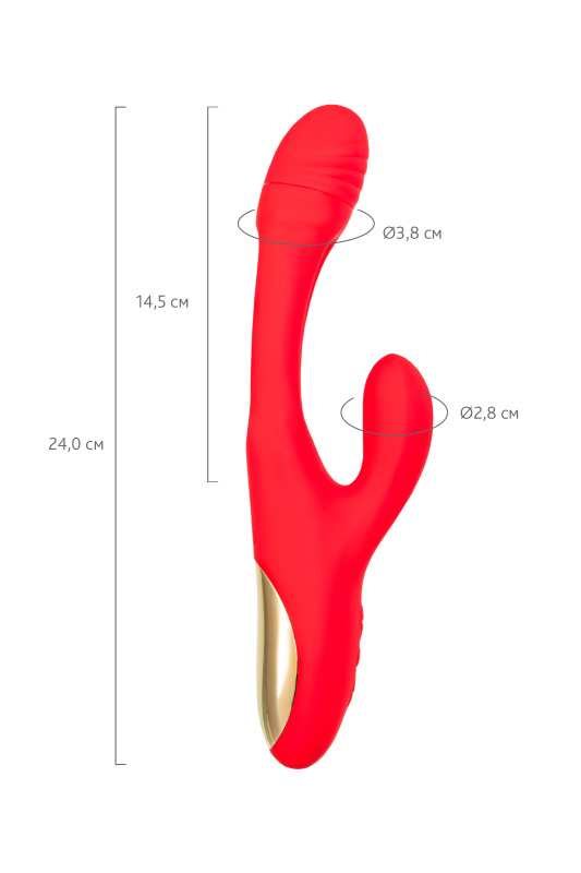 Изображение 6, Виброкролик с двигающимся язычком JOS Patti, силикон, красный, 24 см, TFA-783055