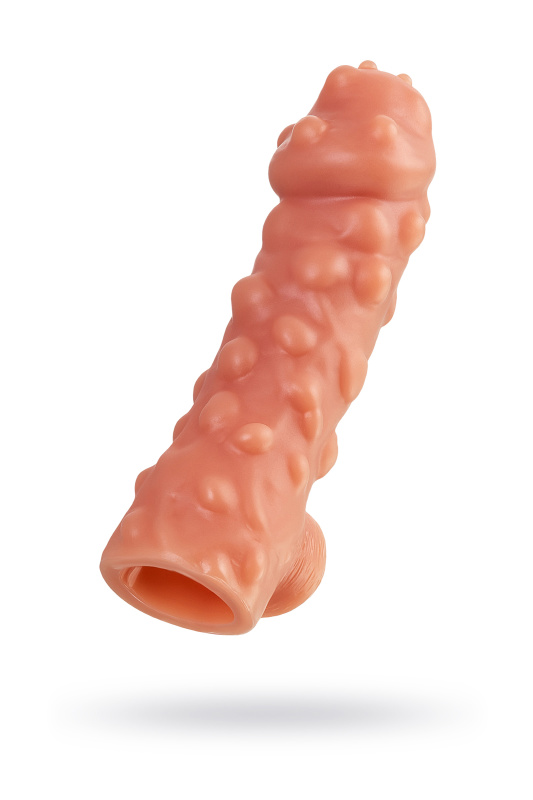 Изображение 1, Насадка реалистичная KOKOS COCK SLEEVE 003-M с дополнительной стимуляцией, TPE, телесная, 15.6 см, TFA-CS.003-M