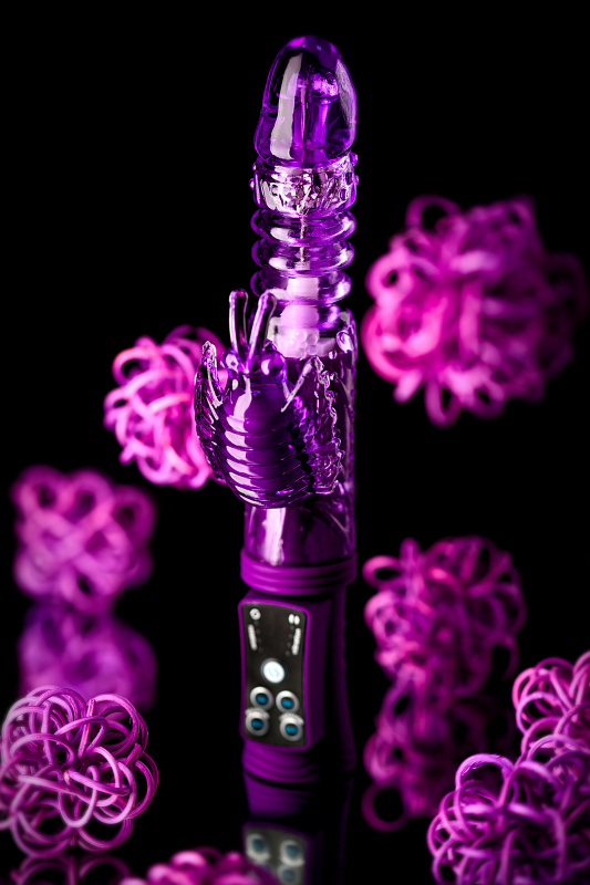 Изображение 16, Вибратор Штучки-дрючки с клиторальным стимулятором, TPR, фиолетовый, 23 см, TFA-690502