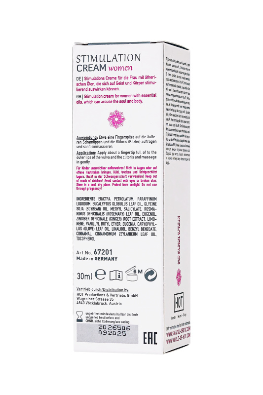 Изображение 8, Интимный крем Stimulation Cream women 30 мл, VOZ-67201