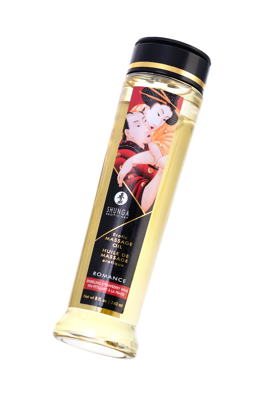 Изображение 4, Масло для массажа Shunga Romance, натуральное, возбуждающее, клубника и шампанское, 240 мл, TFA-271008