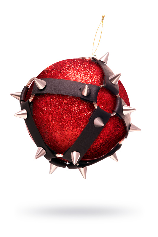 Новогодний шар Pecado BDSM, с шипами, матовый, красный, 10 см, TFA-13006-00
