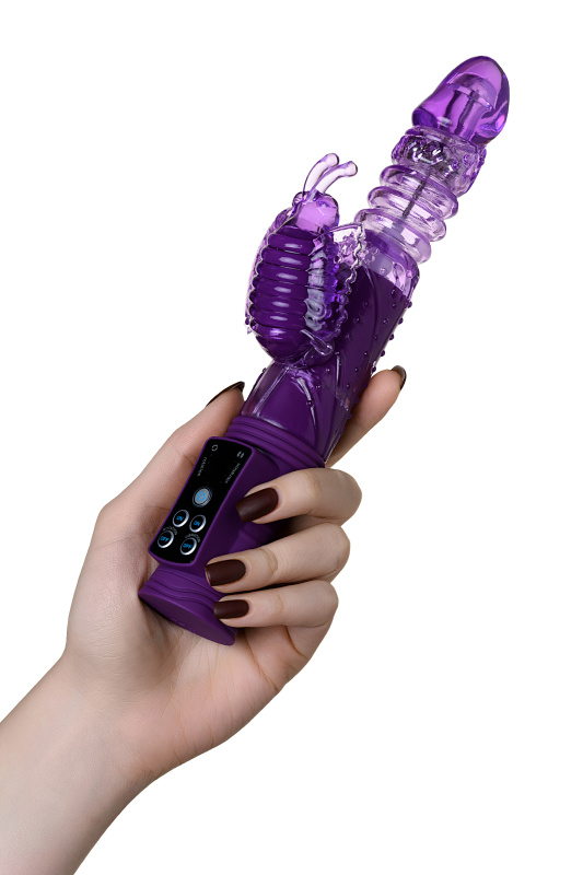 Изображение 9, Вибратор Штучки-дрючки с клиторальным стимулятором, TPR, фиолетовый, 23 см, TFA-690502