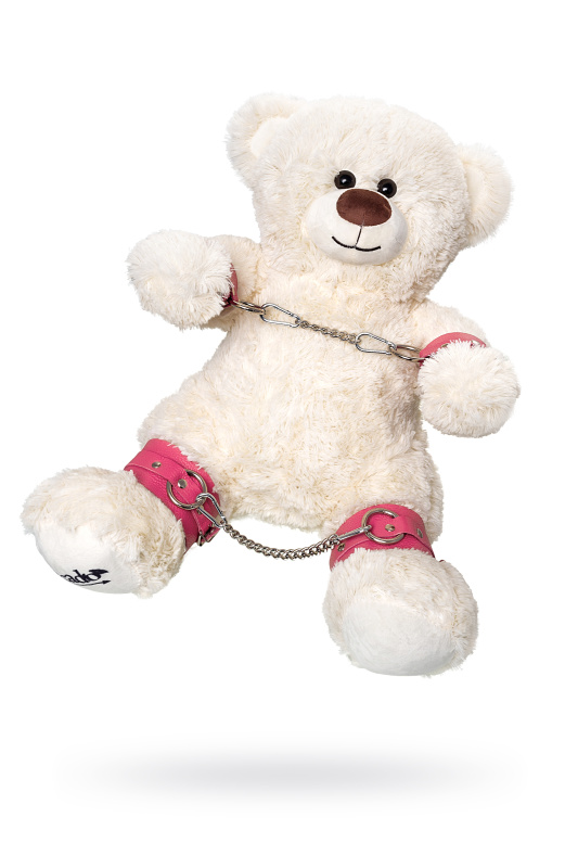 Бандажный набор "Медведь белый" Pecado BDSM (оковы, наручники), натуральная кожа, розовый, TFA-13005-00