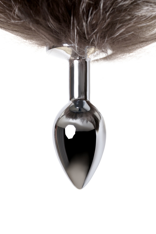 Изображение 8, Анальная втулка Metal by TOYFA с хвостом черно-бурой лисы, металл, серебряная, 45 см, Ø 2,7 см, TFA-712026-S