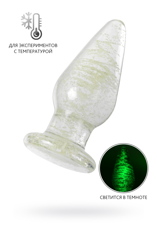 Изображение 1, Анальная втулка Sexus Glass светящаяся в темноте, стекло, прозрачная, 9,8 см, TFA-912309