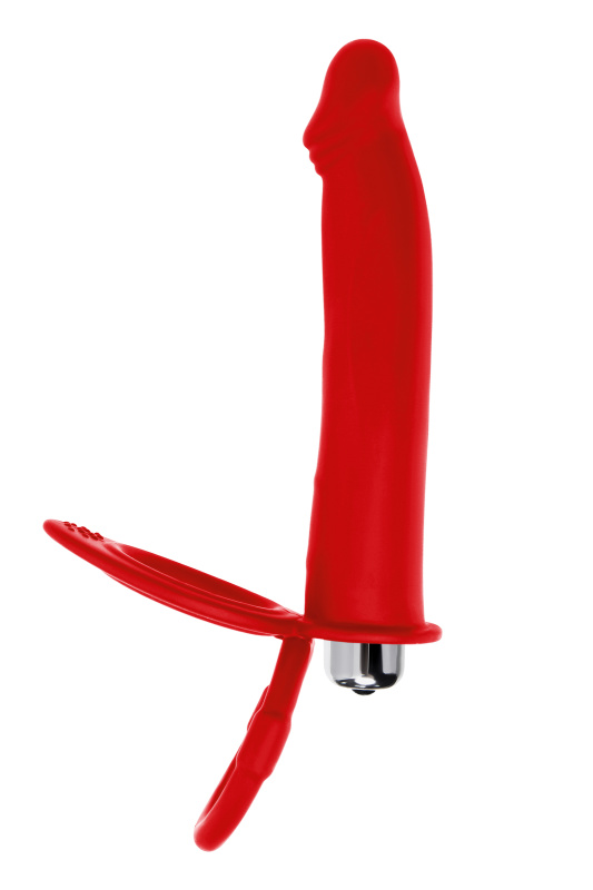 Изображение 2, Насадка на пенис для двойного проникновения Black&Red by TOYFA, силикон, красная, 19 см, TFA-901412-9
