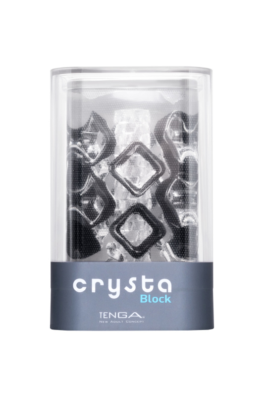 Изображение 7, Нереалистичный мастурбатор TENGA Crysta Block, TPE, прозрачный, 15,5 см, TFA-CRY-003