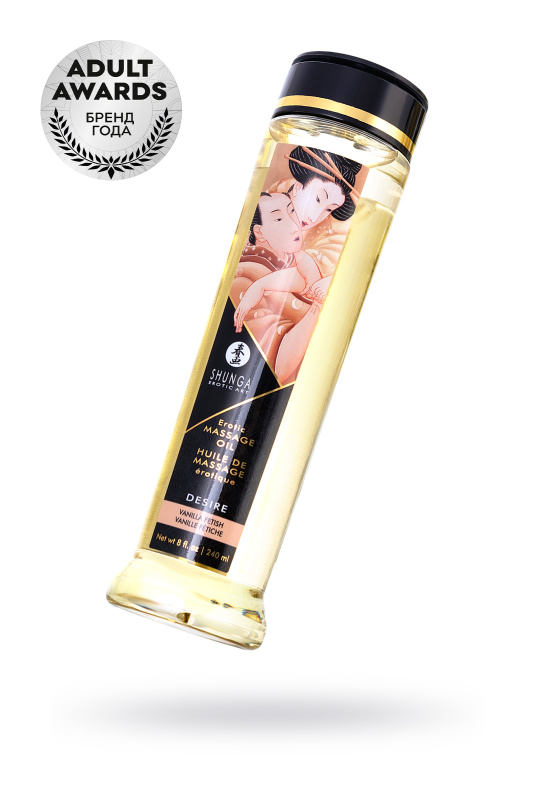 Изображение 1, Масло для массажа Shunga Desire, натуральное, возбуждающее, ваниль, 240 мл, TFA-271001