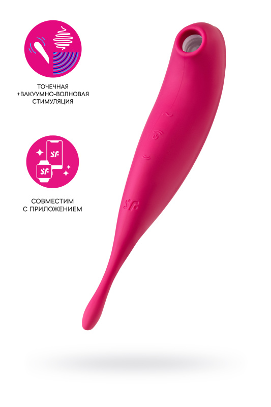 Изображение 1, Точечный вибратор с вакуумной стимуляцией Satisfyer Twirling Pro Connect App, силикон, красный, 20см, TFA-J2018-305-1