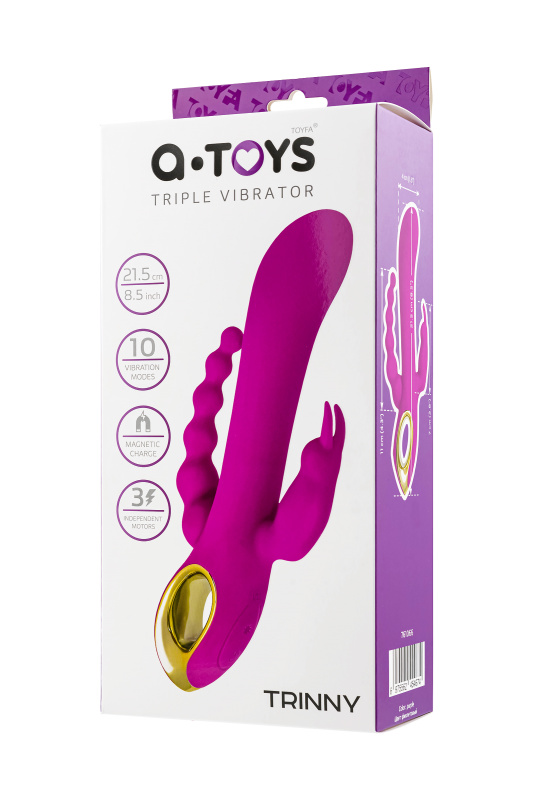 Изображение 10, Тройной вибратор A-Toys by TOYFA TRINNY, силикон, фиолетовый, 21,5 см, TFA-761066