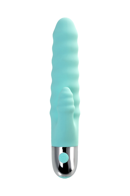 Изображение 2, Рельефный вибратор с клиторальной стимуляцией Flovetta Flax, силикон, голубой, 17,5 см, TFA-457707
