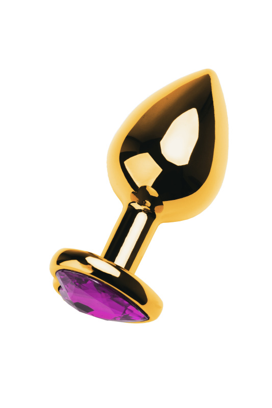 Изображение 2, Анальная втулка Metal by TOYFA, металл, золотая, с фиолетовым кристаллом, 8 см, Ø 3 см, 165 г, TFA-717020-4